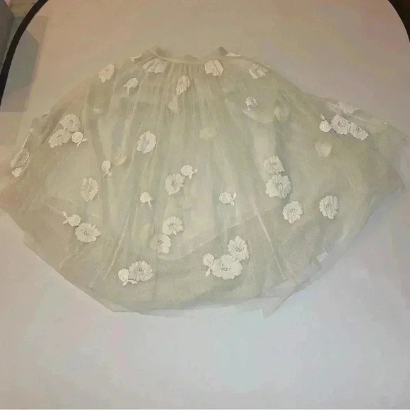 LoveShackFancy Rowena Tulle Midi Skirt 4 S Embroidered Floral Appliqué Bridal - Picture 14 of 14